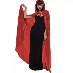 Hooded Adult Long Red Cape With Hood Women Men Costume Cosplay New Halloween